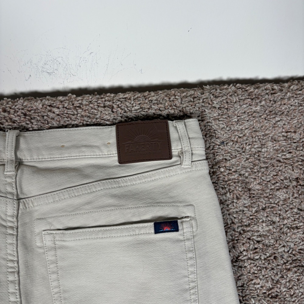 Faherty Reserve Mens Movement 5-Pocket Slim Straight Pants Stone Beige 32x32 - Picture 9 of 10